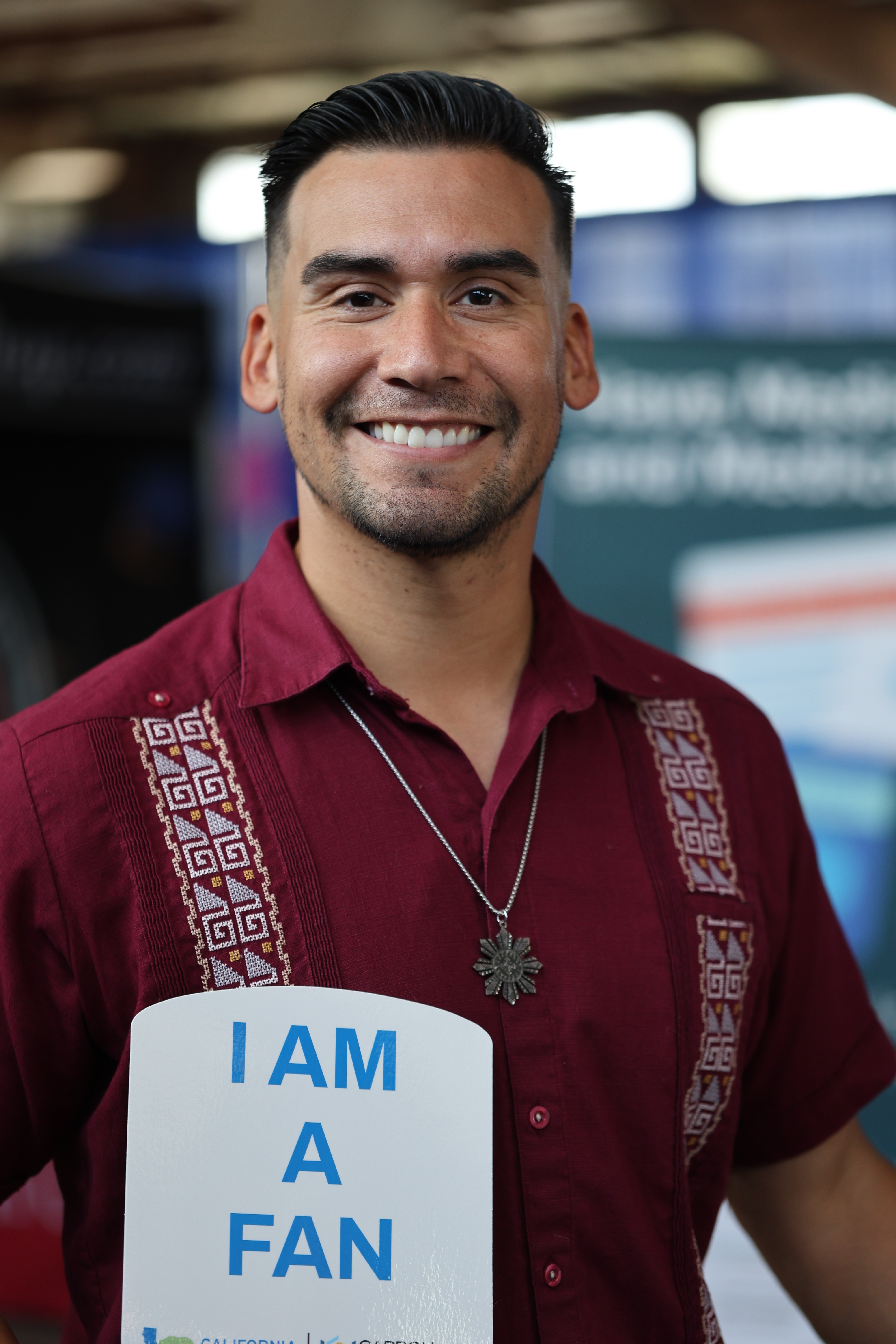 Man wearing the Black Lakas Tribal Necklace at Philippine Weekend at Delano